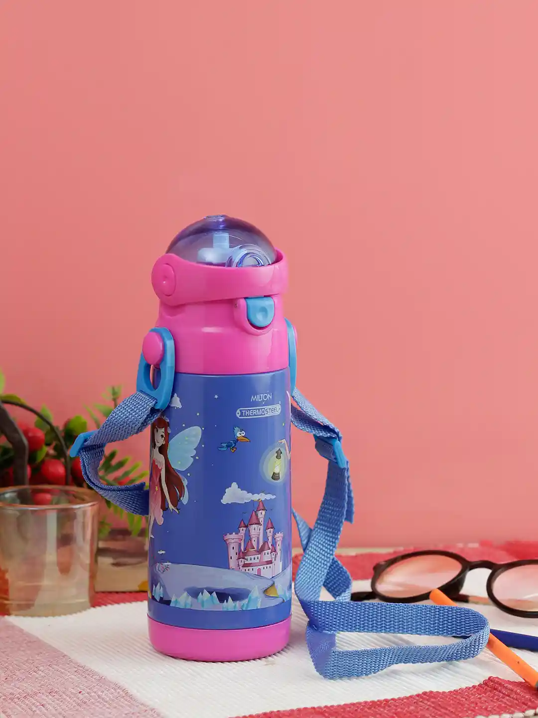 Buy Milton Kids Blue and Pink Printed Thermosteel Water Sipper
