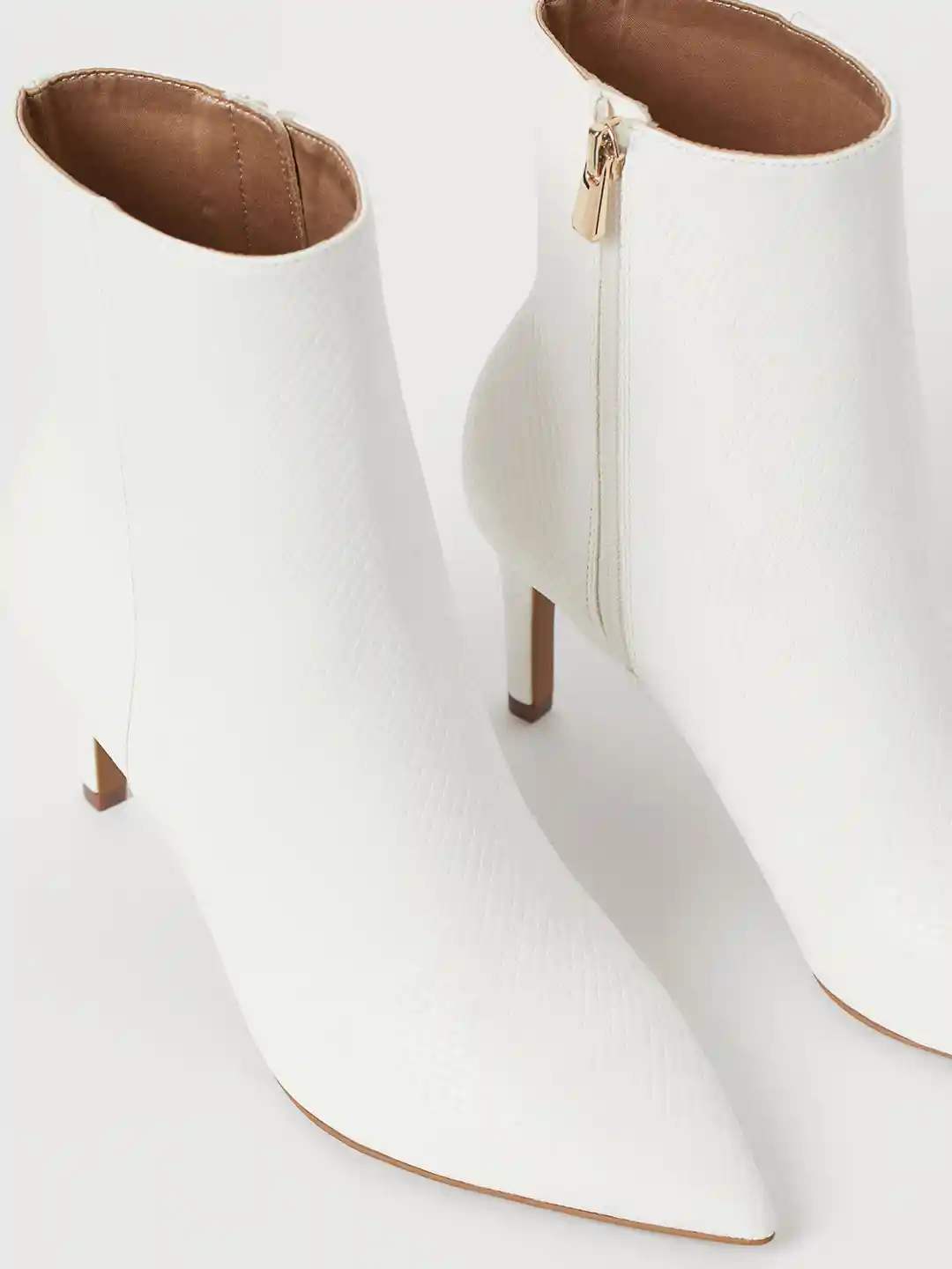 HOT White Ankle Boot White Booties With Heel H&M Women White