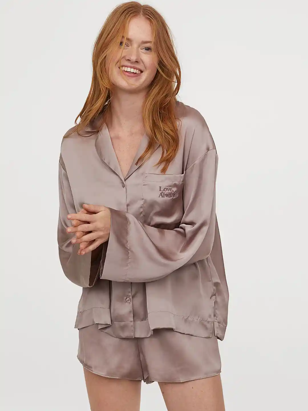 Fashion Loungewear Hm Buy H&M Women Dusty Pink Solid Satin Night