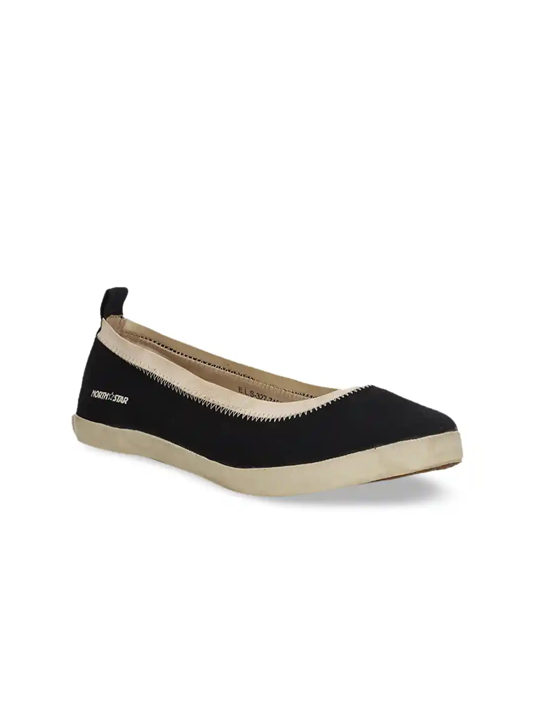 Buy Bata Women Black Beige Colourblocked Fabric Ballerinas