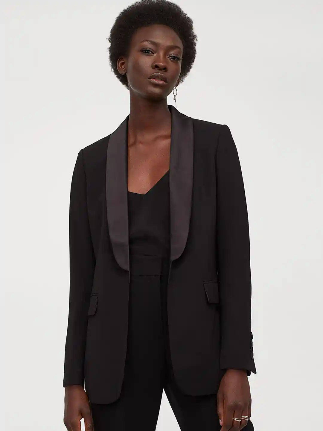 Buy H&M Women Black Tuxedo Jacket Blazers for Women 12823968