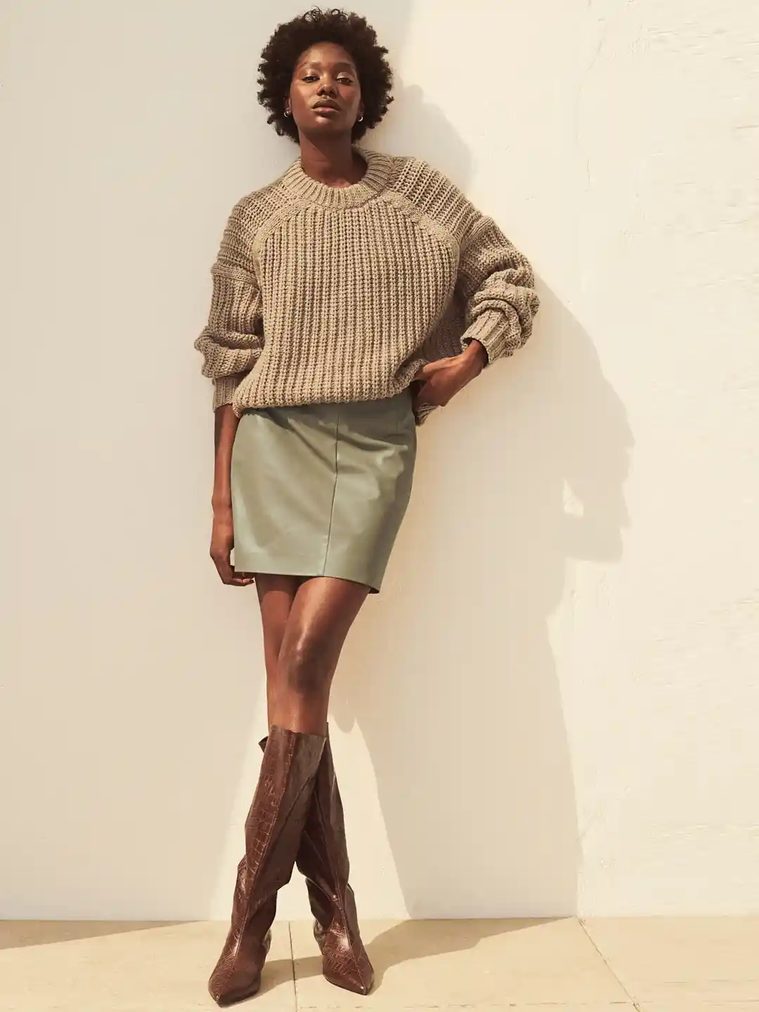 Buy H&M Women Green Imitation Leather Skirt Skirts for Women