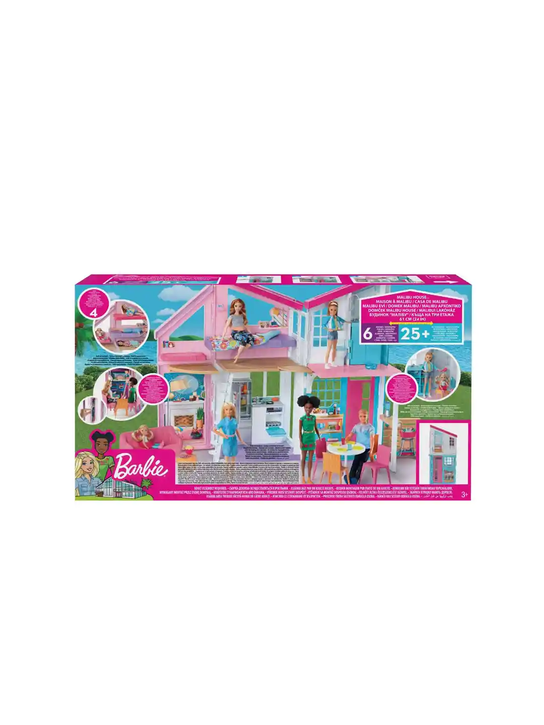 Buy Barbie Kids Pink Blue Malibu Doll House Playset Soft Toys
