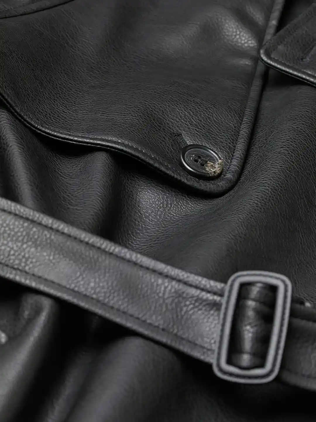 Buy H&M Women Black Solid Imitation Leather Trenchcoat Coats for