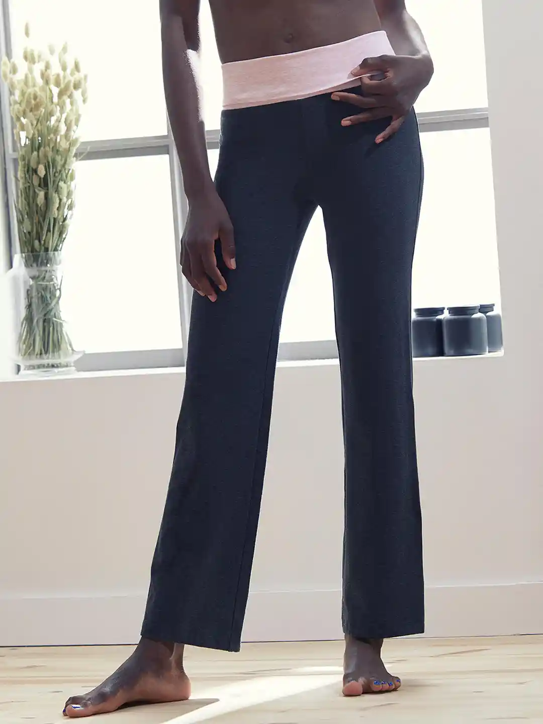 Buy Decathlon Domyos Women Grey Pink Regular Fit Organic Cotton