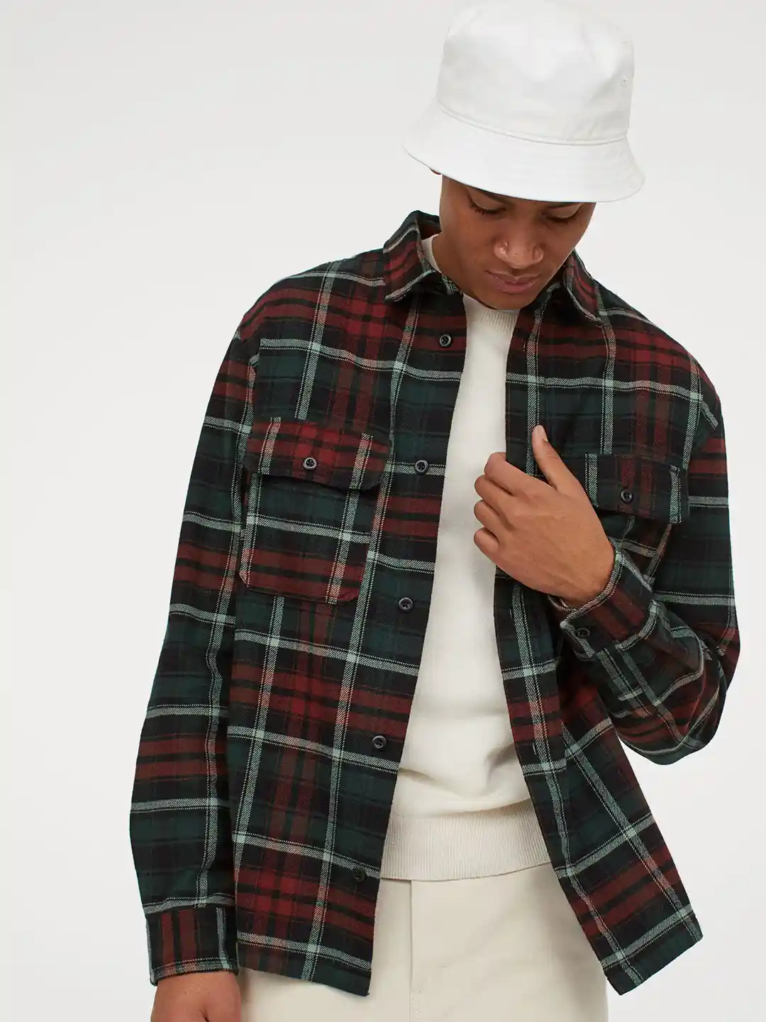 Buy H&M Men Green Red Checked Flannel Shirt Shirts for Men