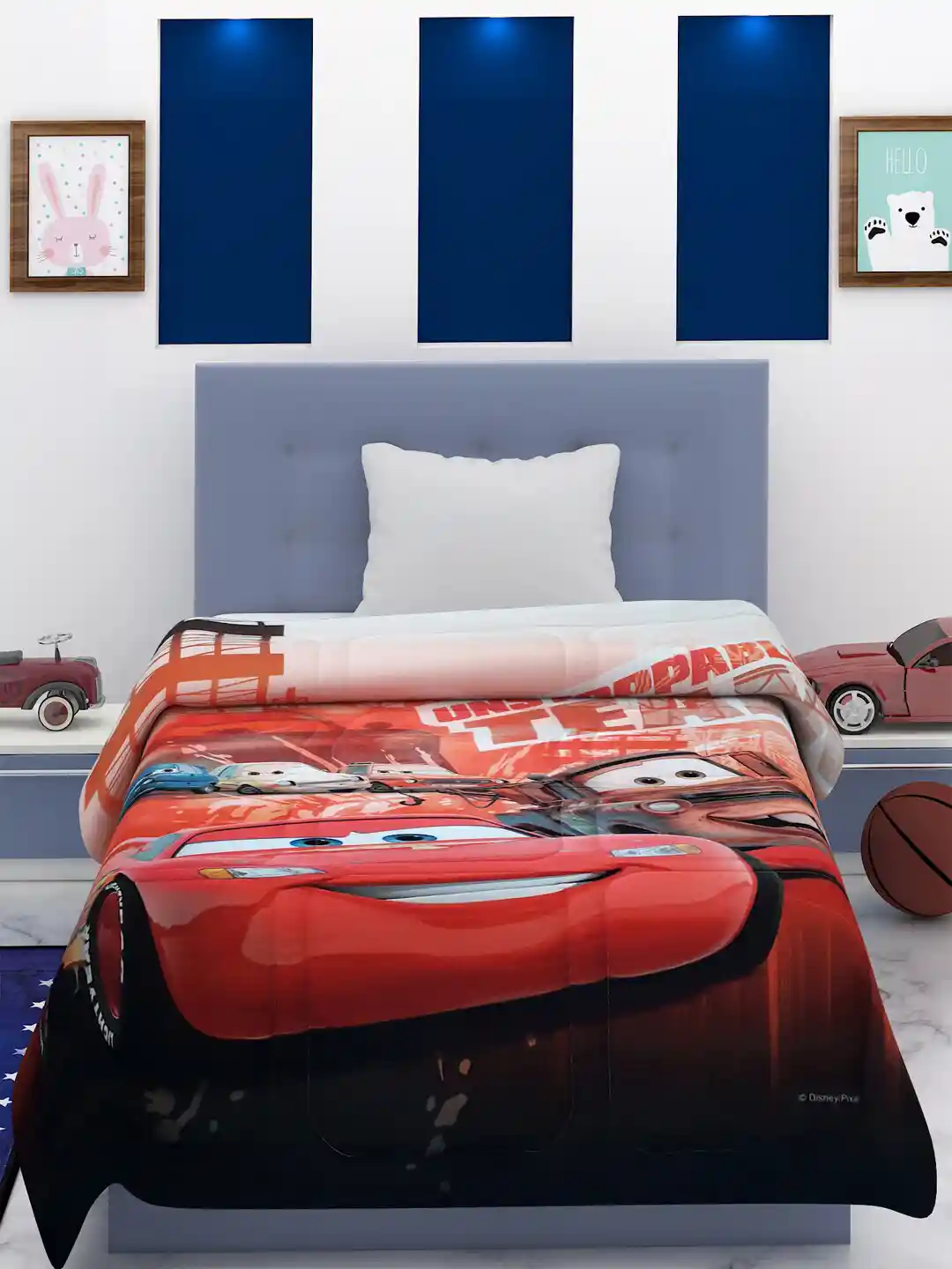 Buy Disney Red Cars Printed AC Room 300 GSM Single Bed Comforter
