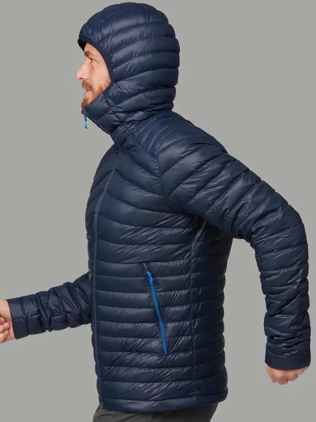 Buy Decathlon Men Navy Blue Non-Hooded Down Feather Puffer Jacket