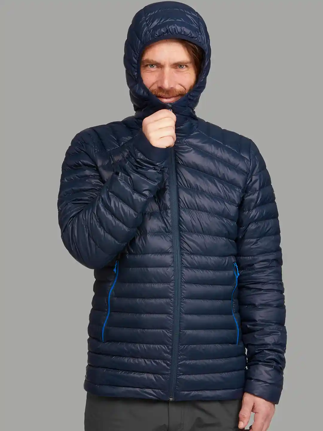 Buy Decathlon Men Navy Blue Non-Hooded Down Feather Puffer Jacket