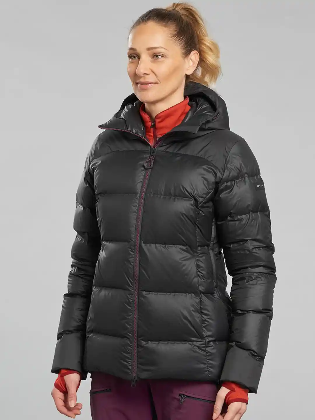 Decathlon Down Black Jacket Decathlon Women Black Solid Insulator