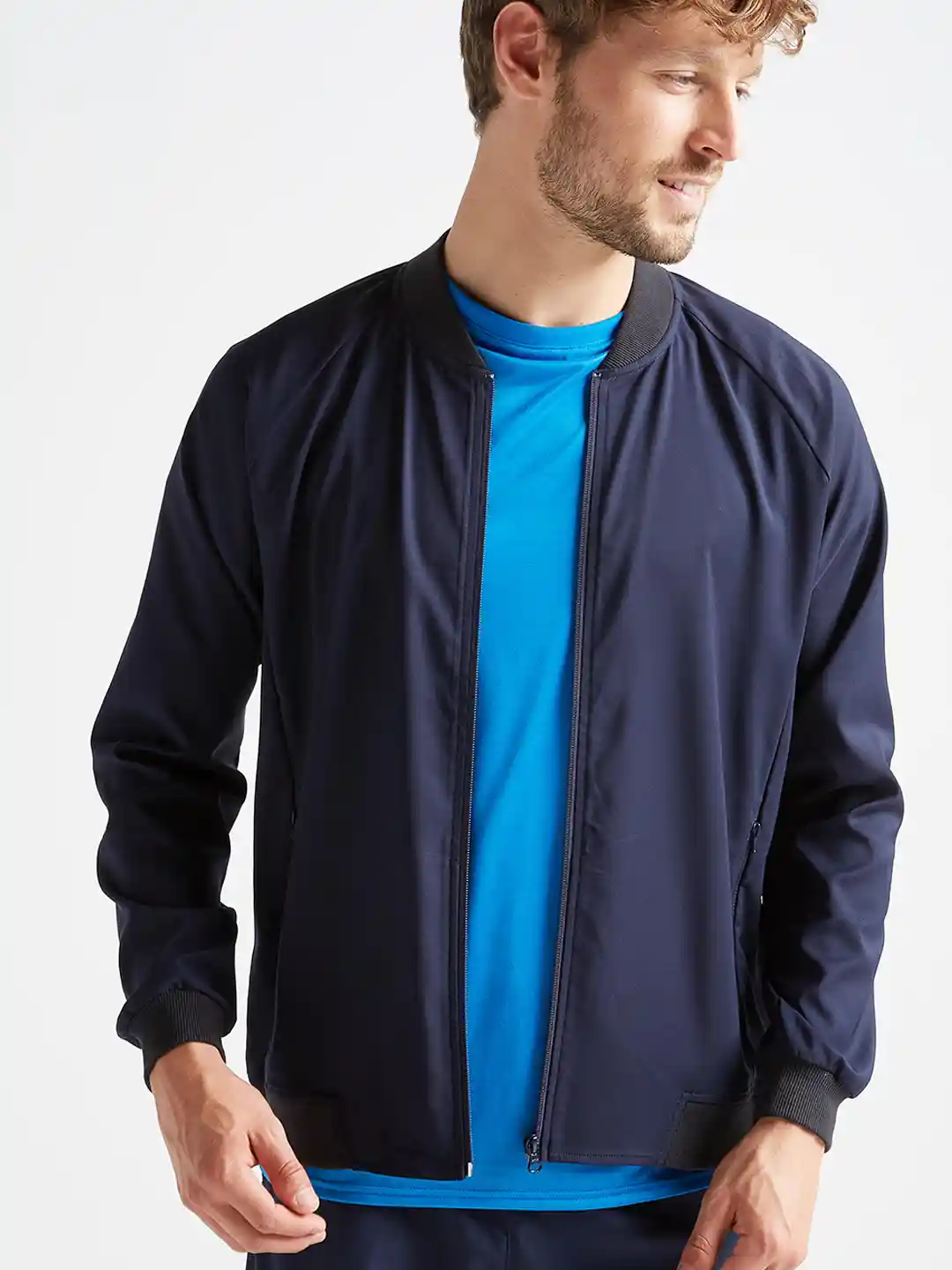Buy Decathlon Men Navy Blue Solid Lightweight Training Bomber