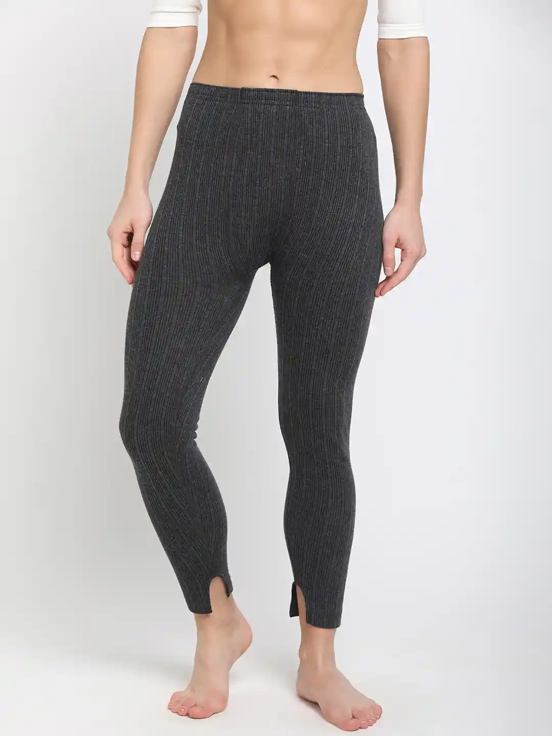 Buy DIXCY SCOTT Slimz Women Charcoal Grey Striped Thermal Bottoms