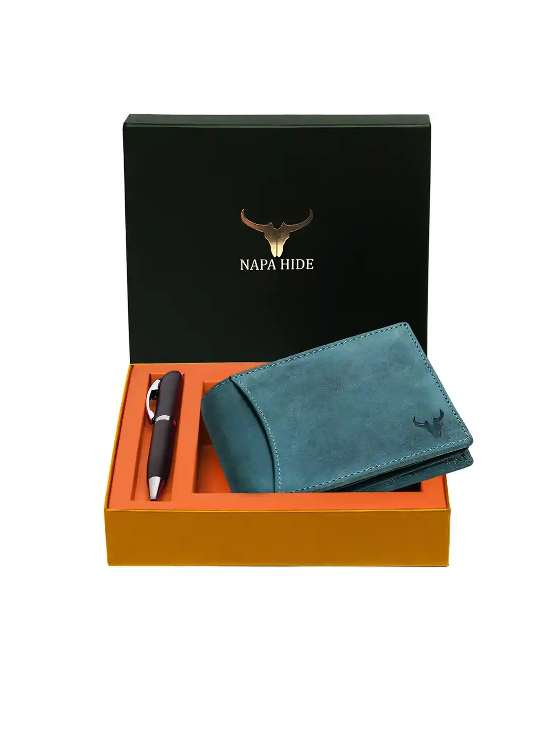 Napa Hide RFID Blocking Genuine Leather Wallet For Men - Compact Blue Wallet, Diwali & Birthday Gift - View #8