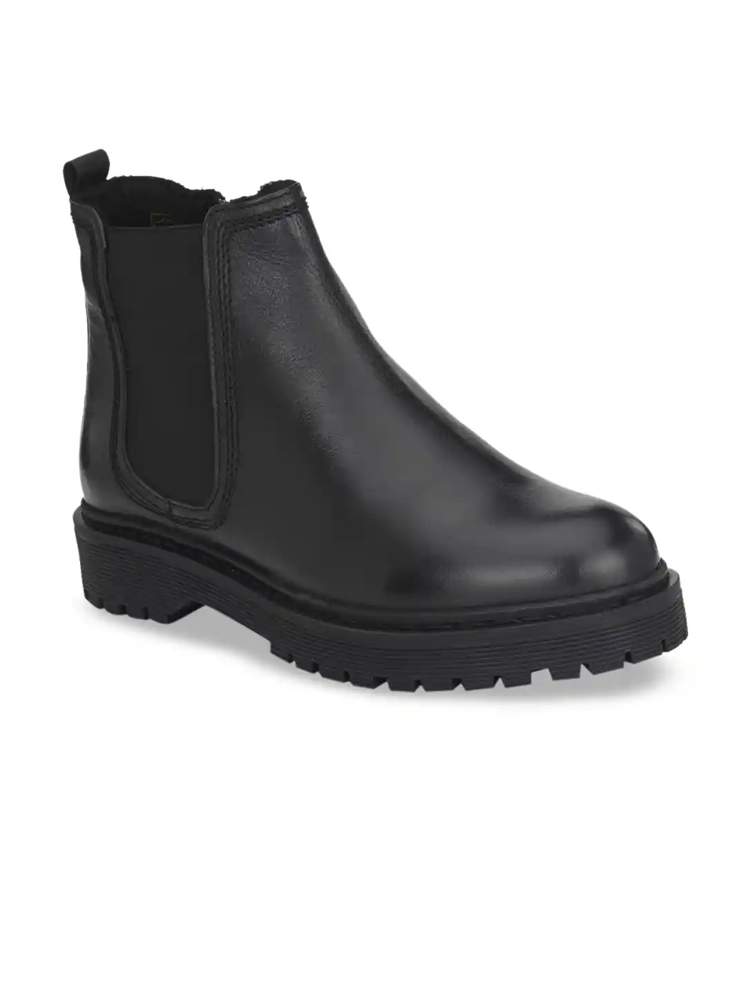 Leather Womens Black Flat Chelsea Boots Delize Women Black Solid