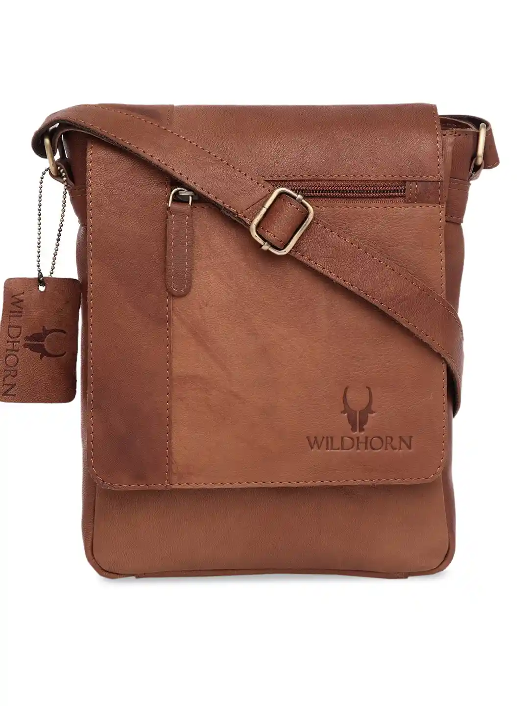 Buy WildHorn Men Tan Brown Solid Genuine Leather Messenger Bag