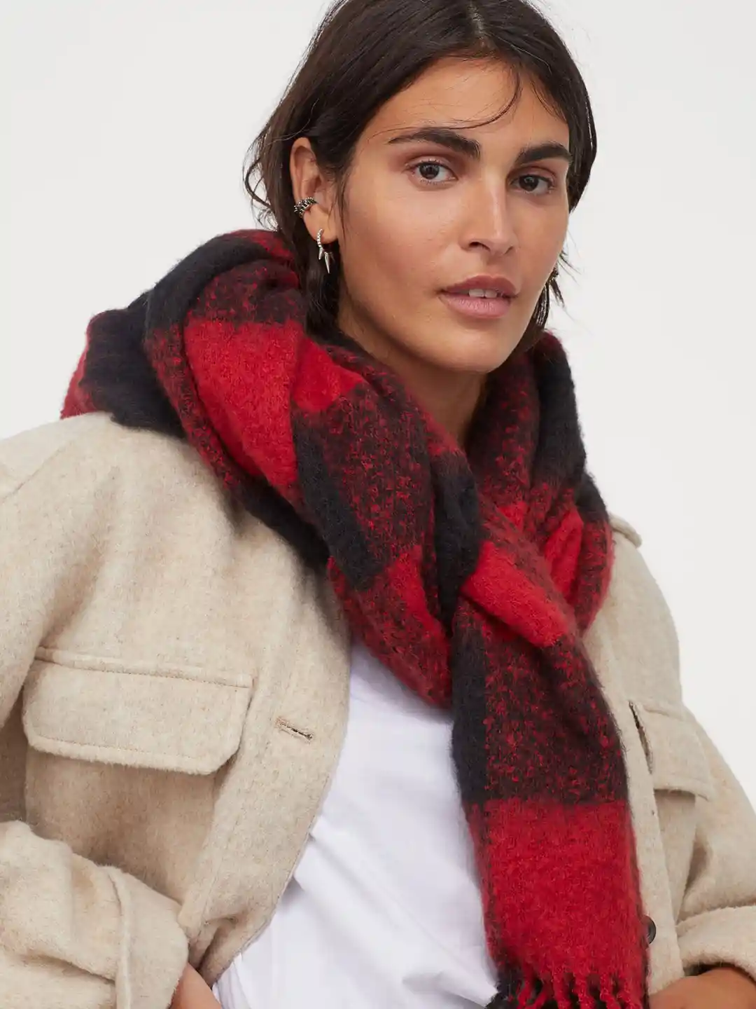 Buy H&M Women Red Black Printed Woven Scarf Scarves for Women