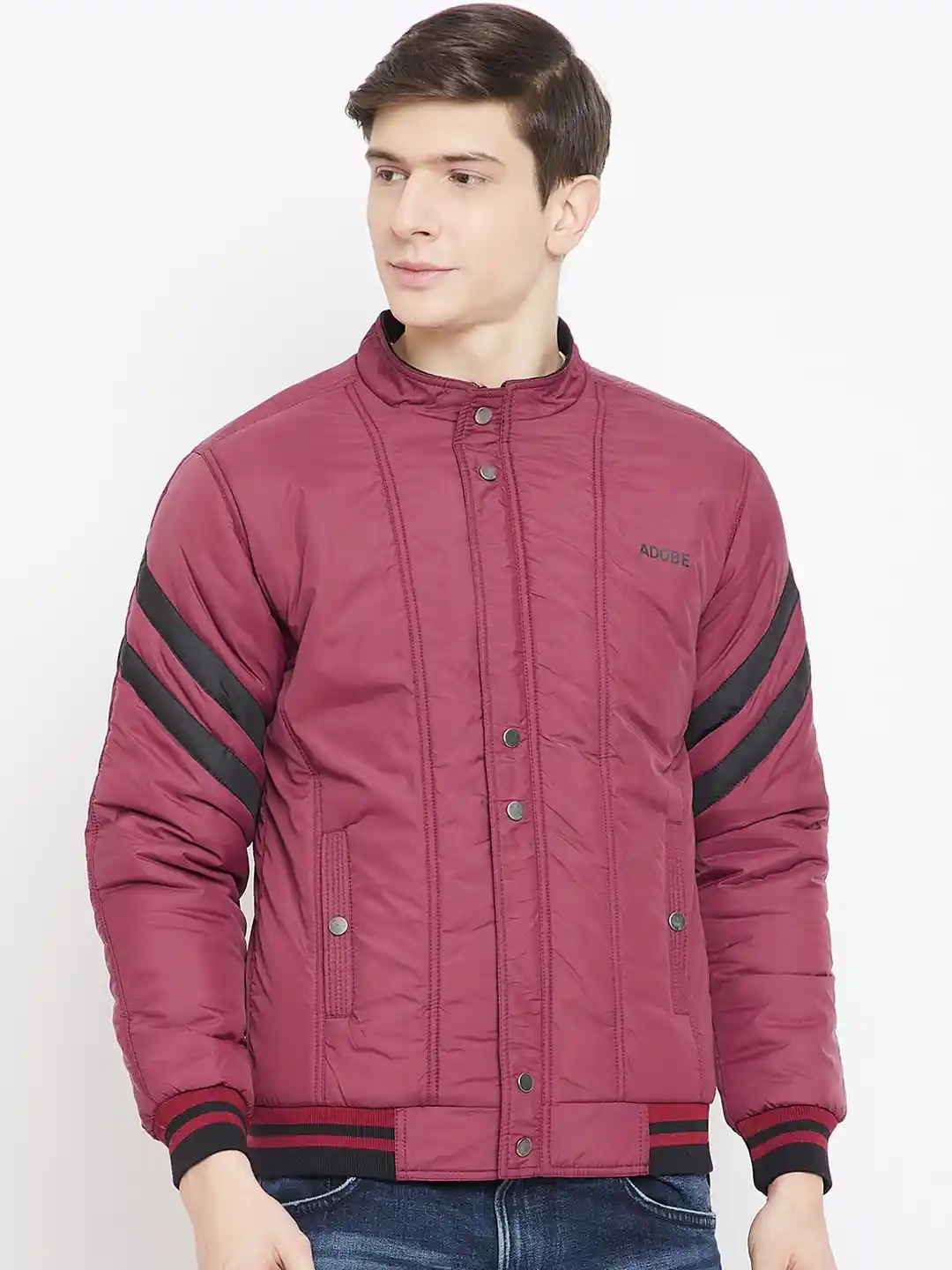 Buy Adobe Men Burgundy Solid Lightweight Puffer Jacket Jackets