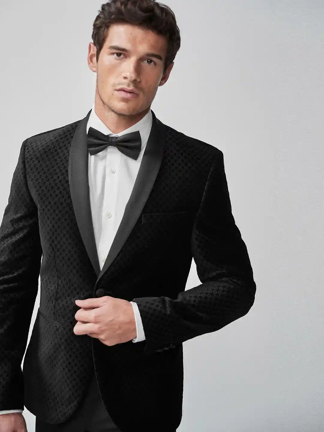 Buy next Men Black Printed Velvet Tuxedo Blazer Blazers for Men