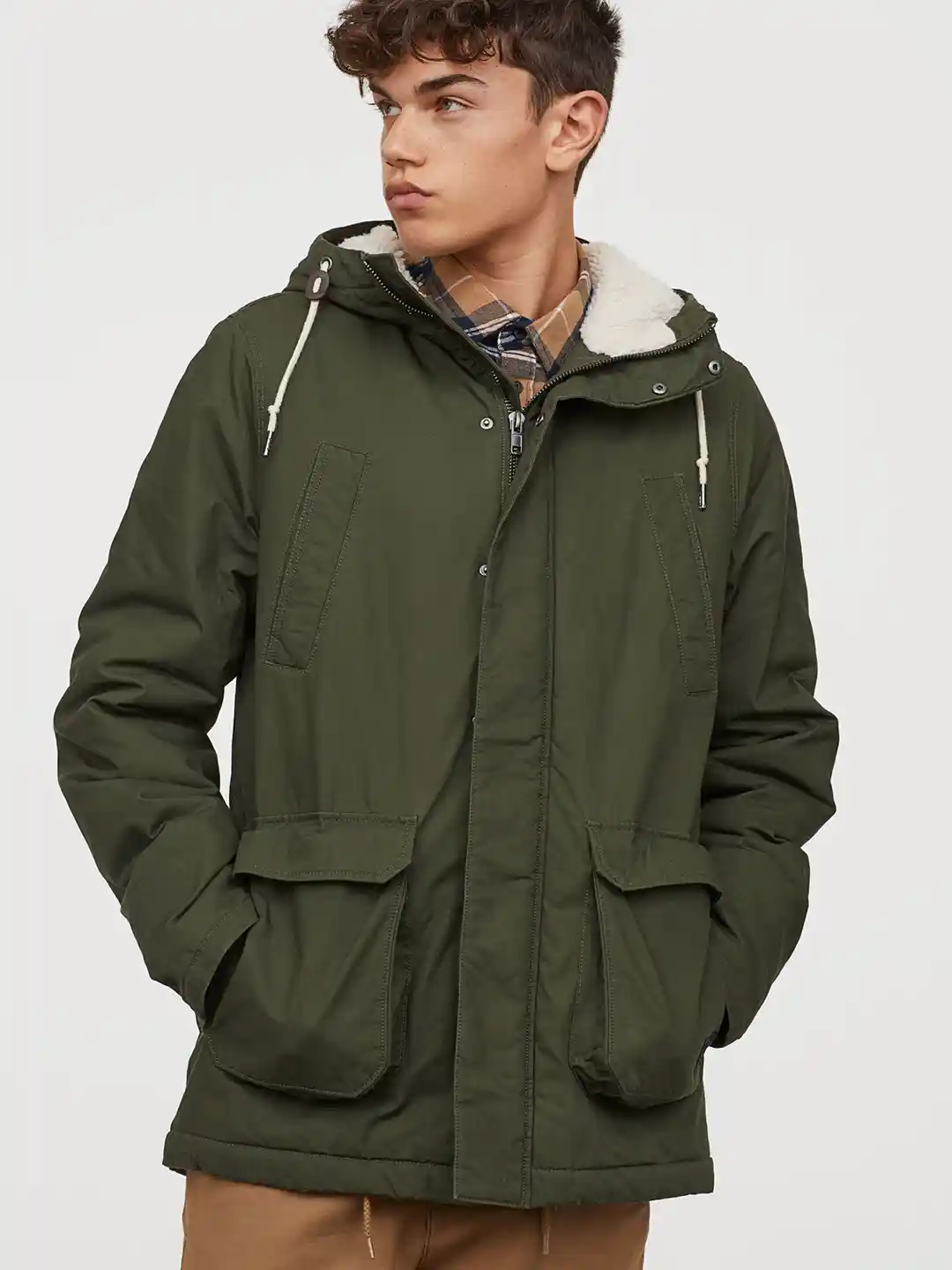 Khaki Green Long Jacket H&m HM KHAKI GREEN LONG SLEEVE FEATHER