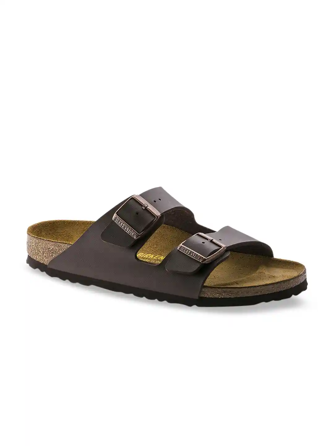 Birkenstock Arizona Dark Brown Narrow Width Birko-Flor Two-Strap Sandals