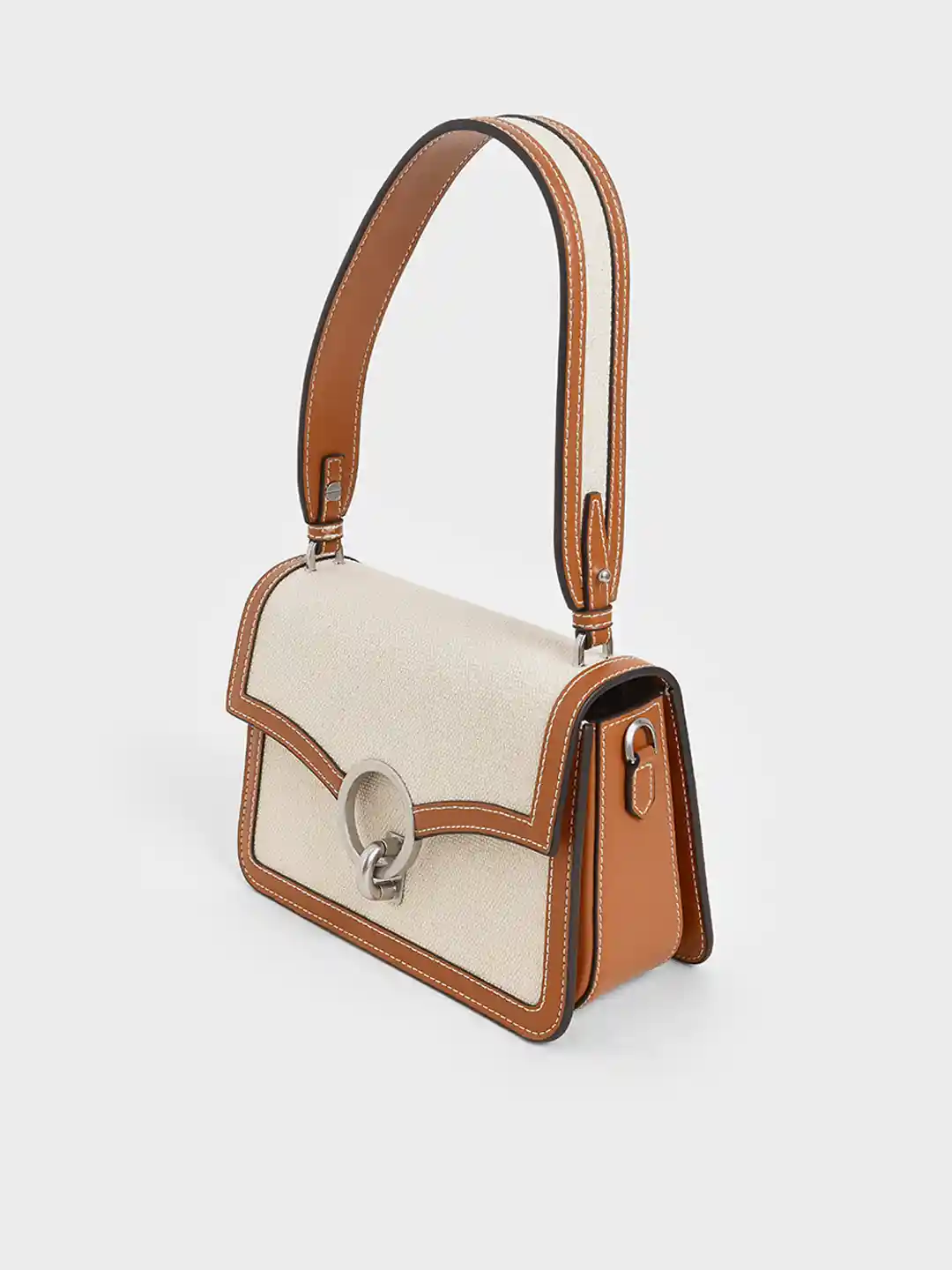 Buy CHARLES KEITH Tan Brown White Colourblocked Sling Bag