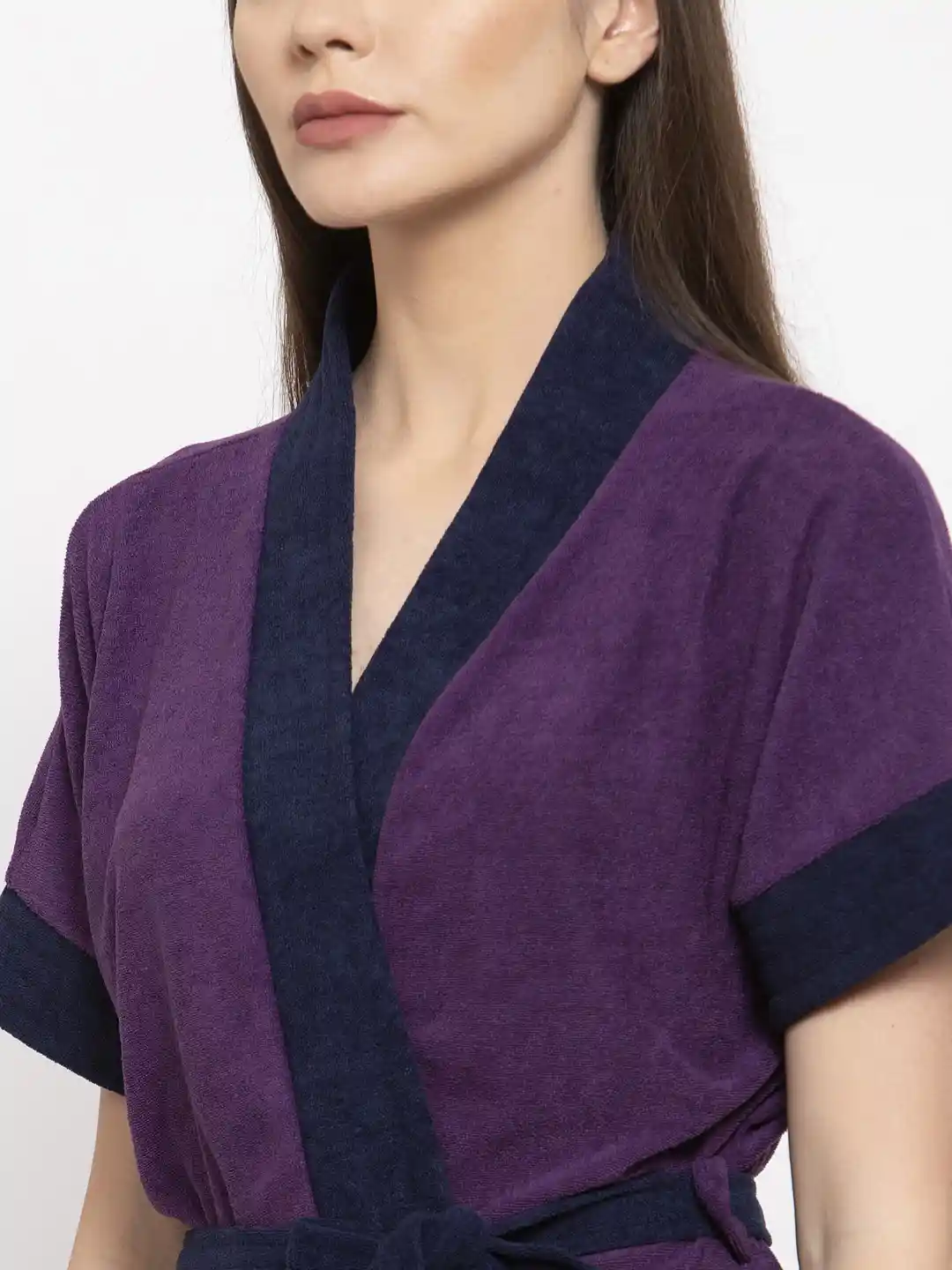 Buy ELEVANTO Women Purple Blue Colourblocked Bath Robe Bath