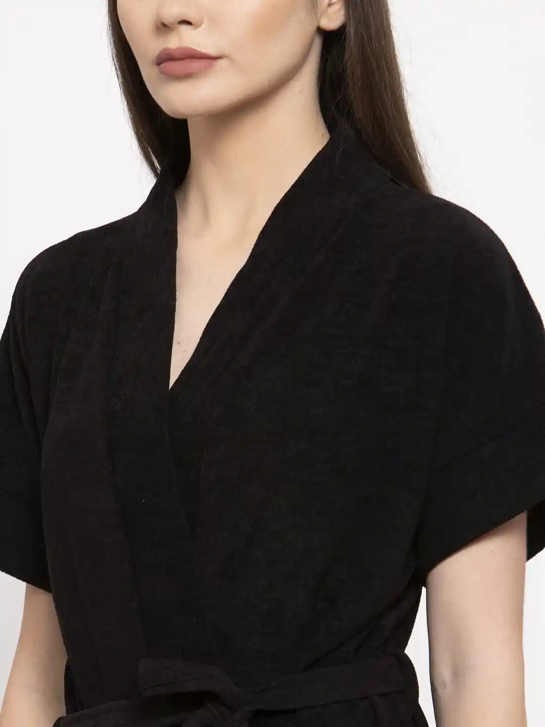 Buy ELEVANTO Women Black Solid Bathmusic Bath Robe Bath Robe and
