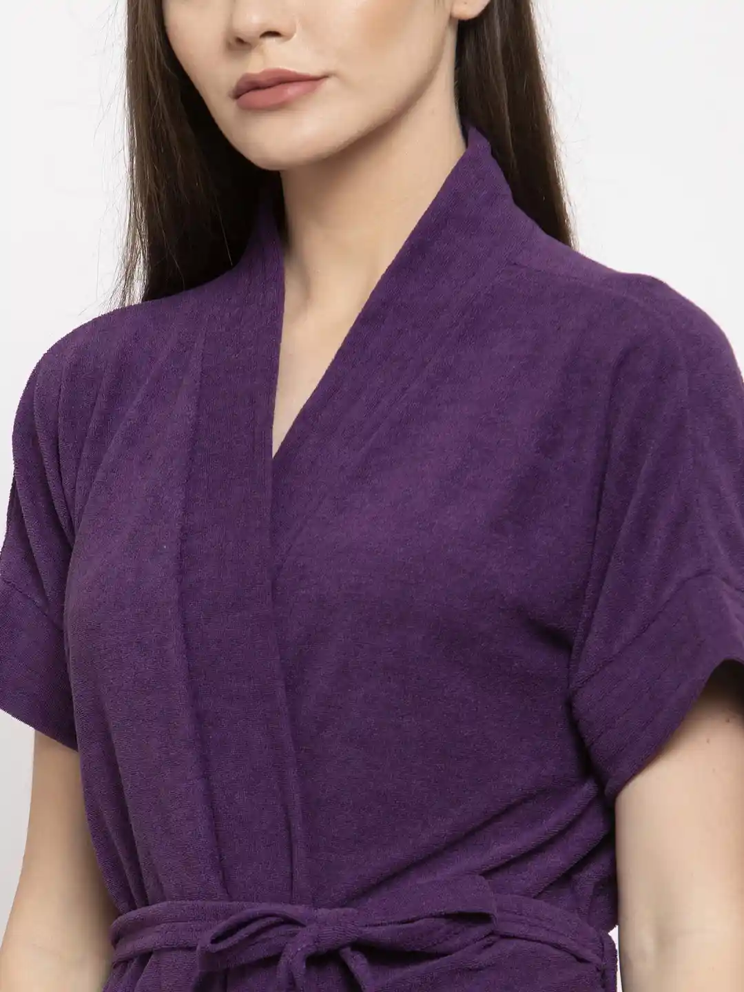 Buy ELEVANTO Women Purple Solid Bath Robe Bath Robe and Wraps