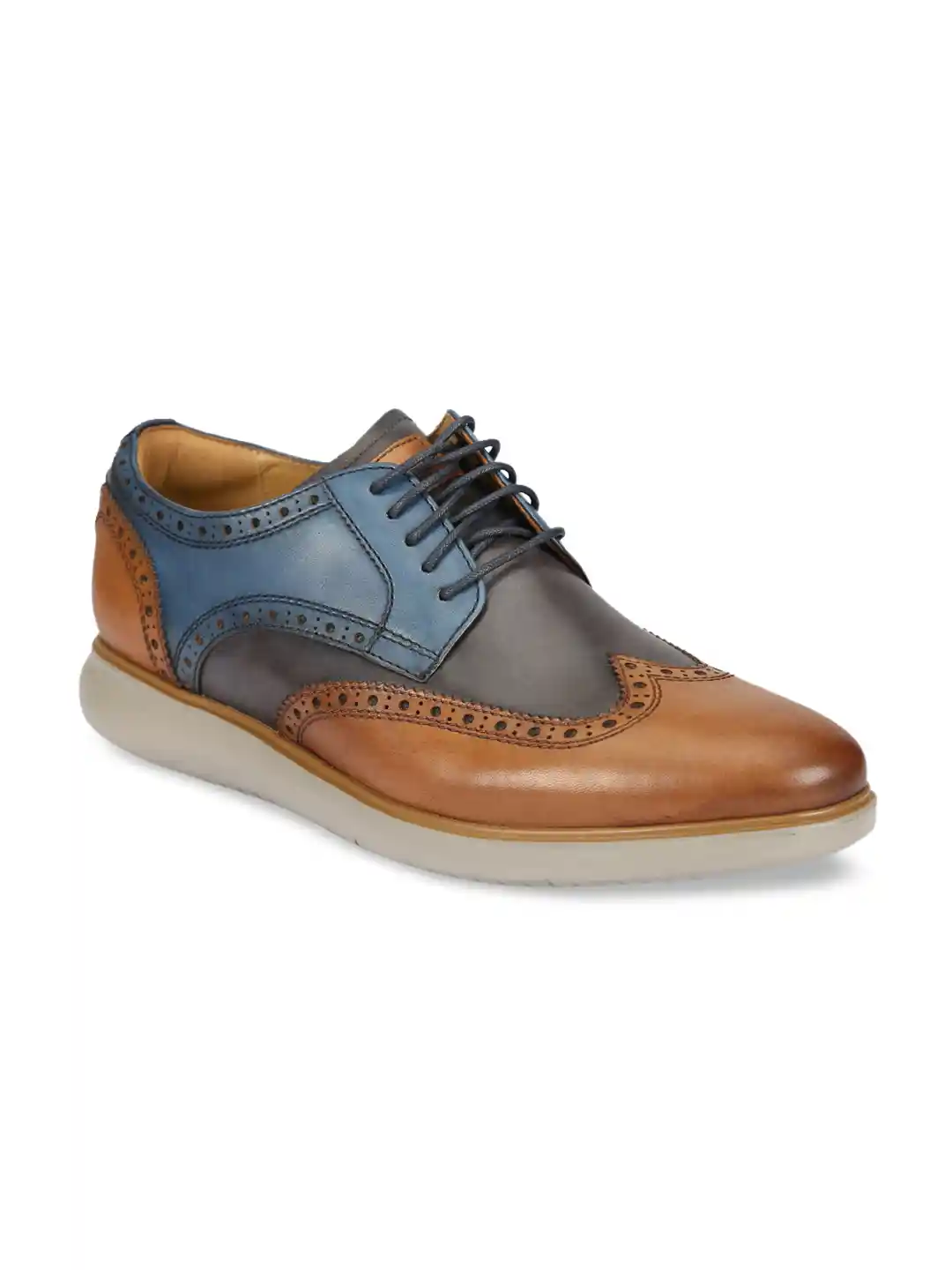 Buy Florsheim Men Tan Brown Navy Blue Colourblocked Leather