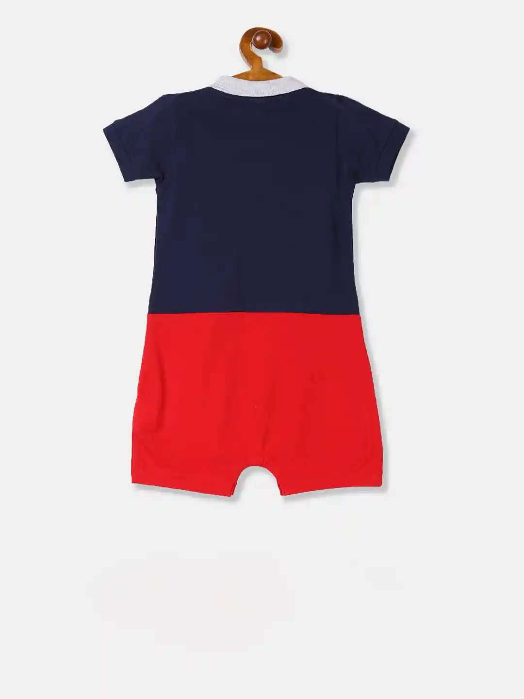US Polo Infant Boys Navy Blue Red Colourblocked Romper