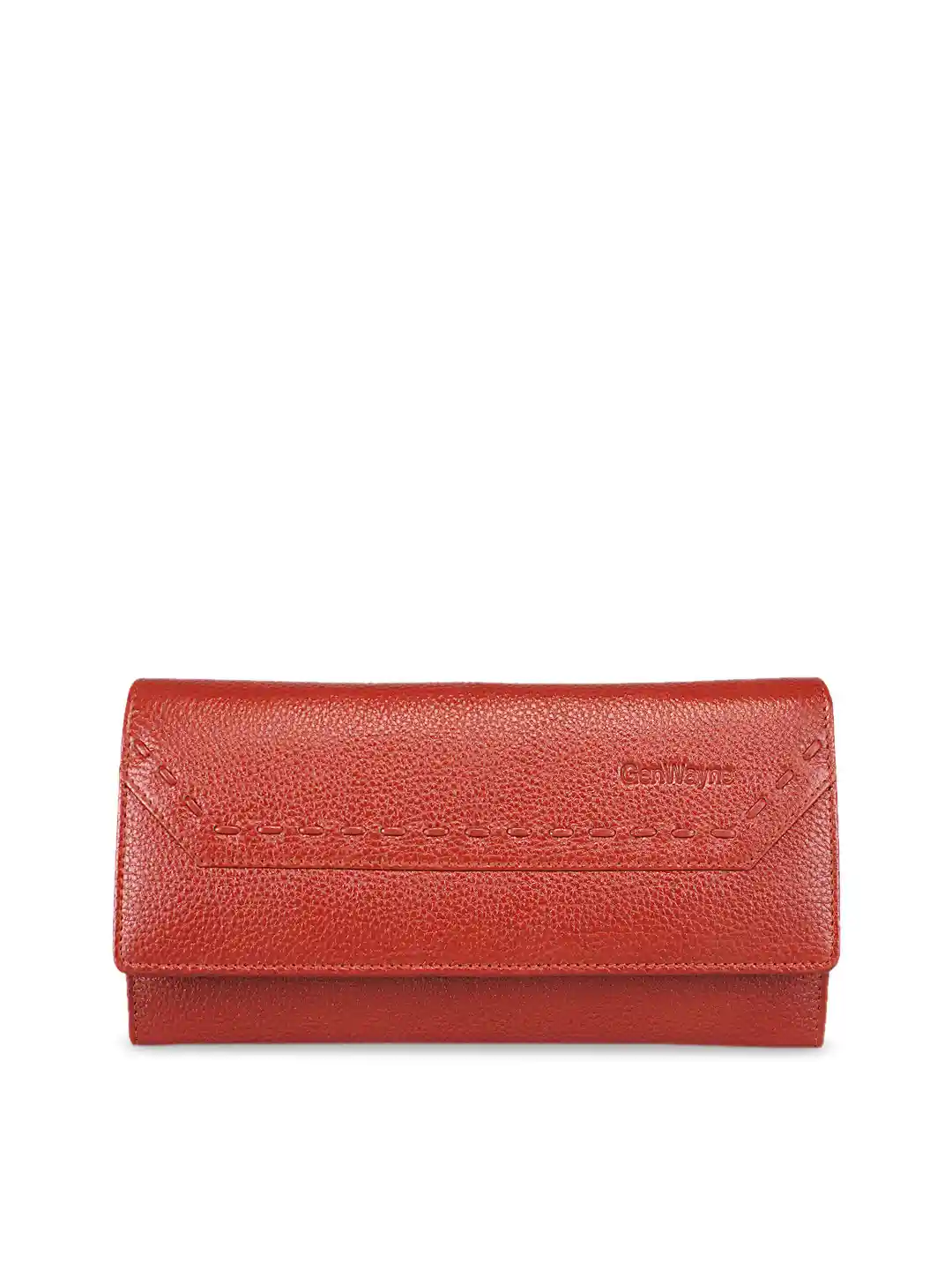 GENWAYNE Red Solid Leather Purse Clutch