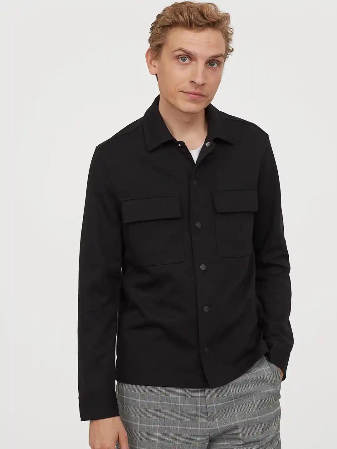 Buy H&M Men Black Jersey Shacket Jackets for Men 12119510 Myntra
