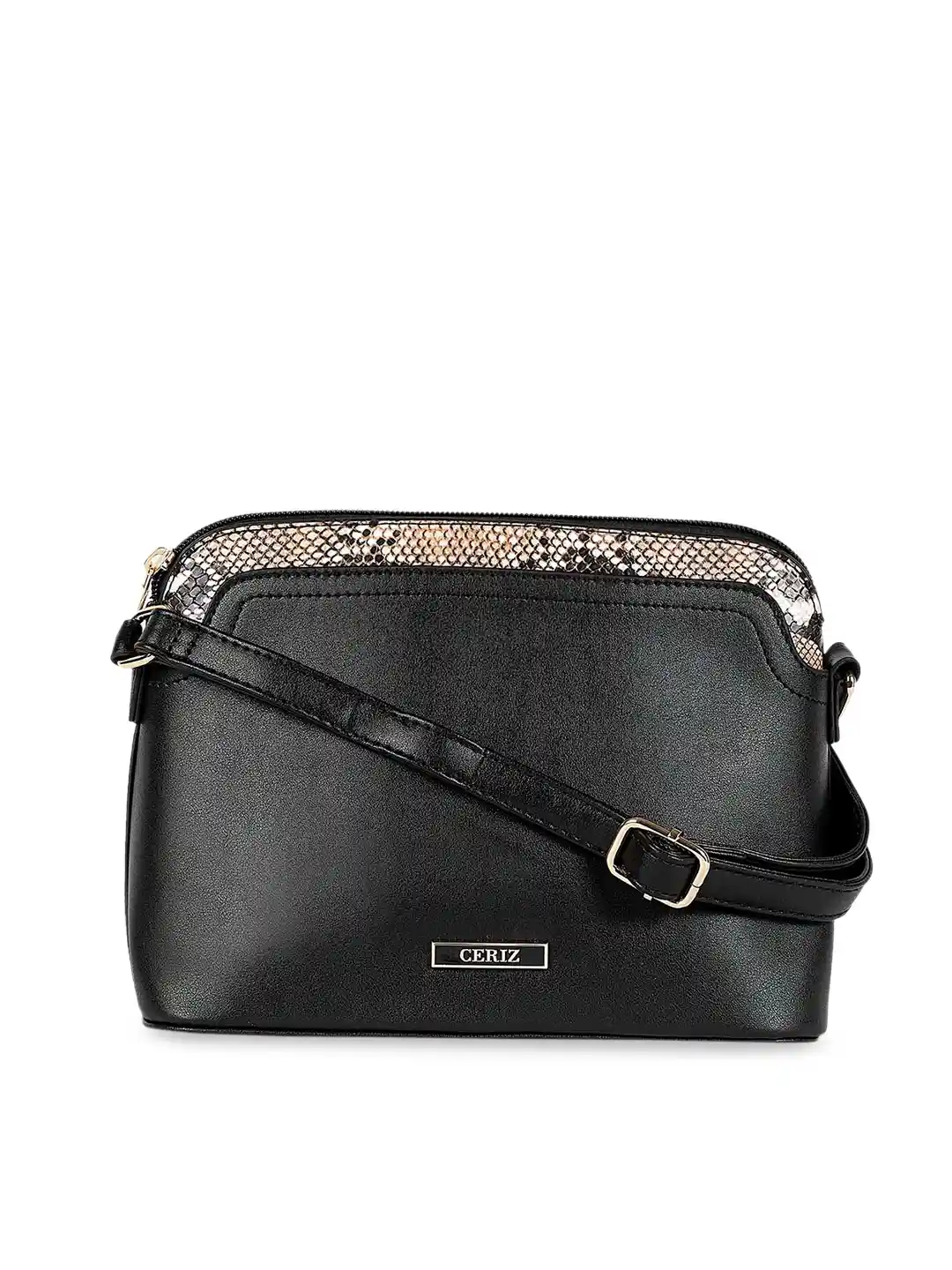 Buy CERIZ Black Taupe Colourblocked Sling Bag Handbags for