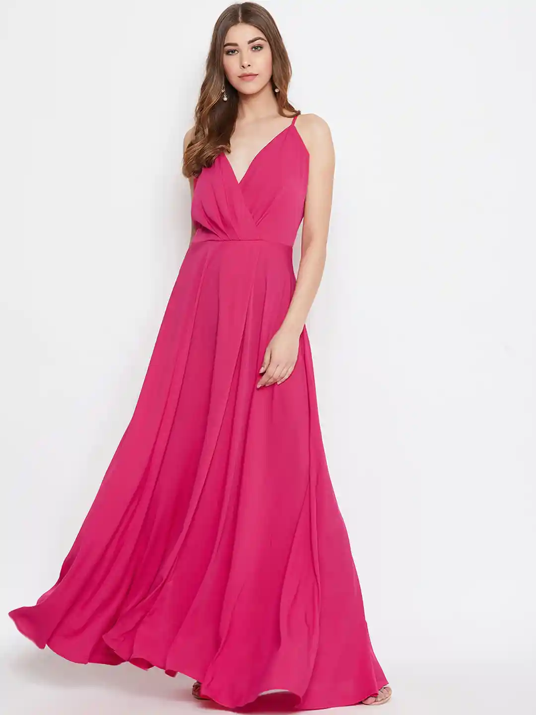 Buy Berrylush Pink Partywear Western Style Maxi Gown Dresses for