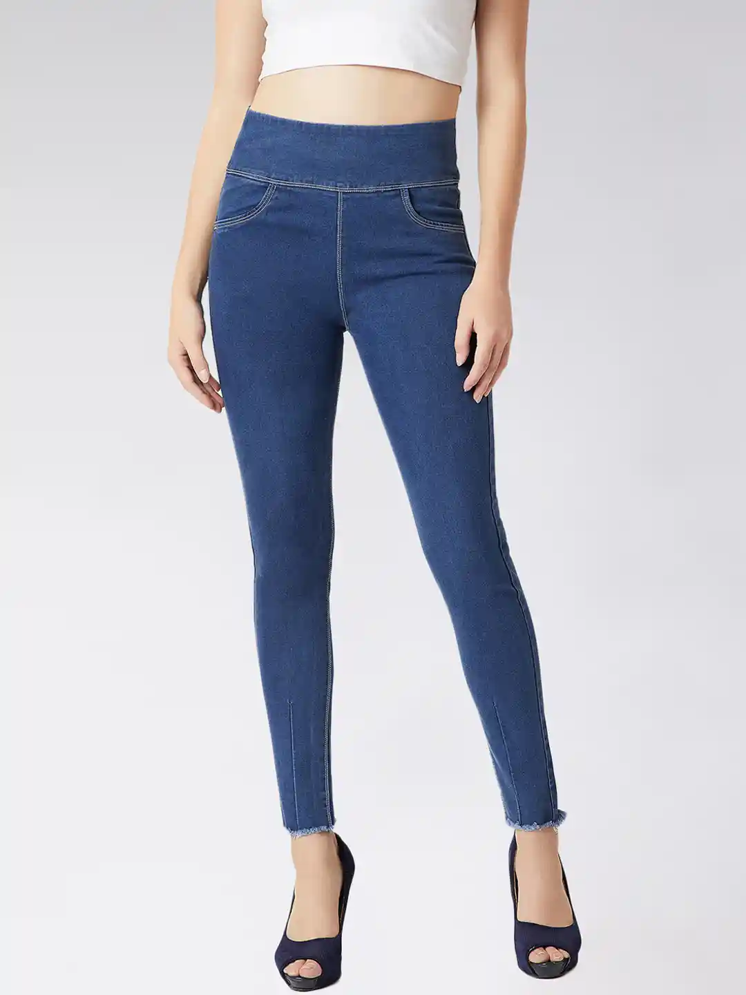 High Waisted Jeggings In Myntra Buy Miss Chase Women Carbon Blue