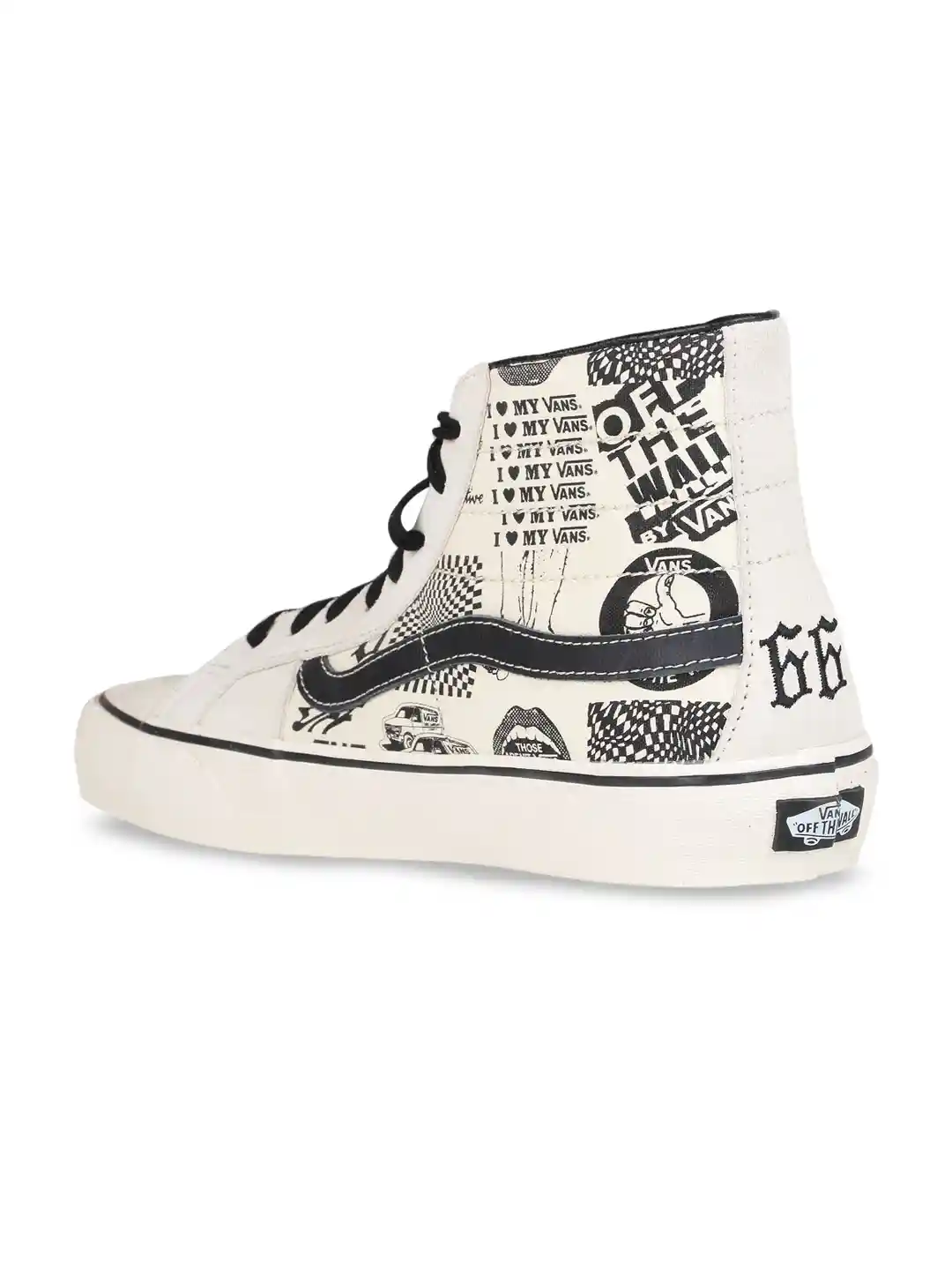 Buy Vans Unisex Cream-Coloured Printed Mid-Top Sneakers Casual