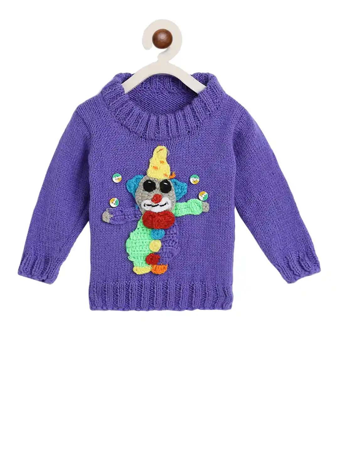 Buy CHUTPUT Kids Blue Hand-Knitted Crochet Woolen Pullover Sweater