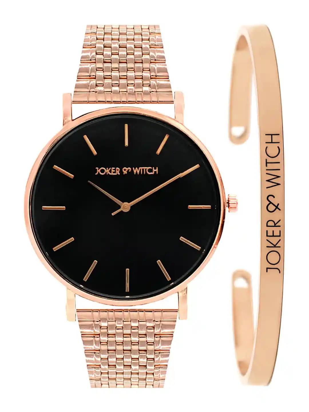 Buy JOKER WITCH Women Black Rose-Gold Toned Starry Night Watch