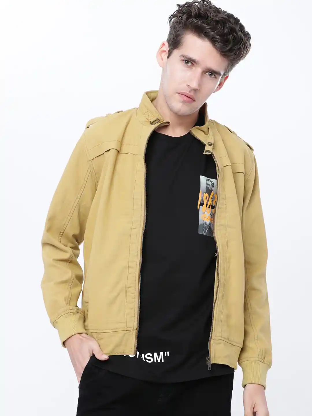 Buy HIGHLANDER Men Khaki Solid Bomber Jackets for Men 13401056