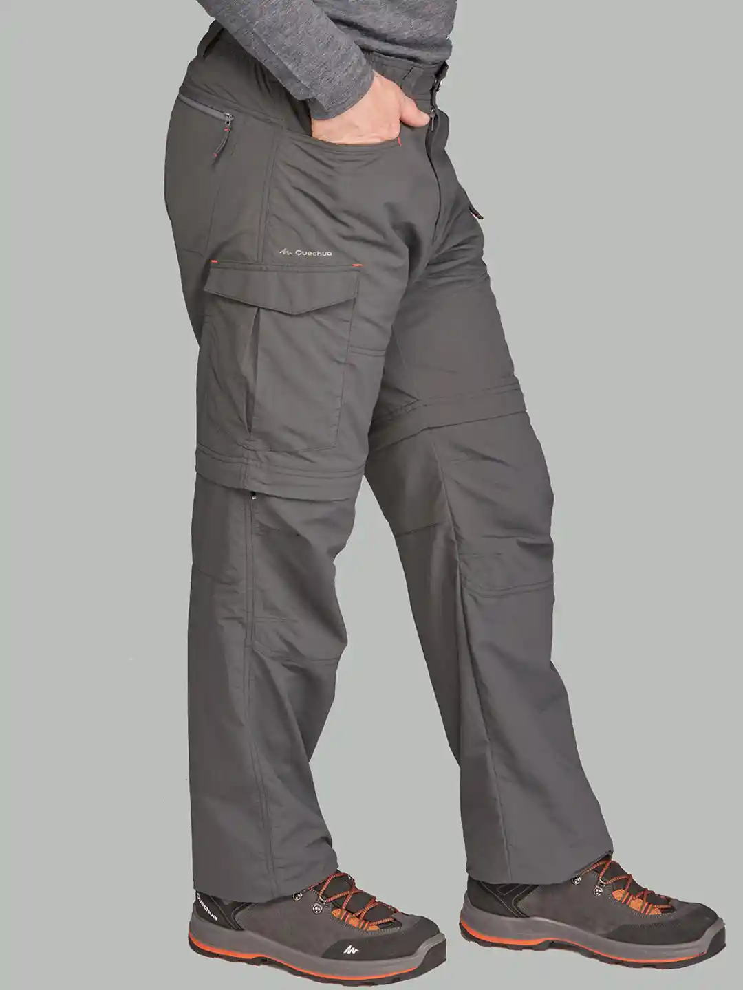 Decathlon Men Grey Convertible and lightweight Hiking and Trekking Trousers