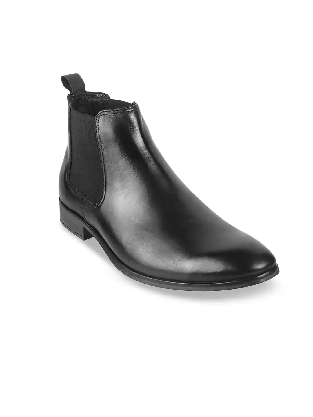 70 Off Metro Shoes Sale Online 2021 Metro Men Black Solid Leather High-Top  Chelsea Boots