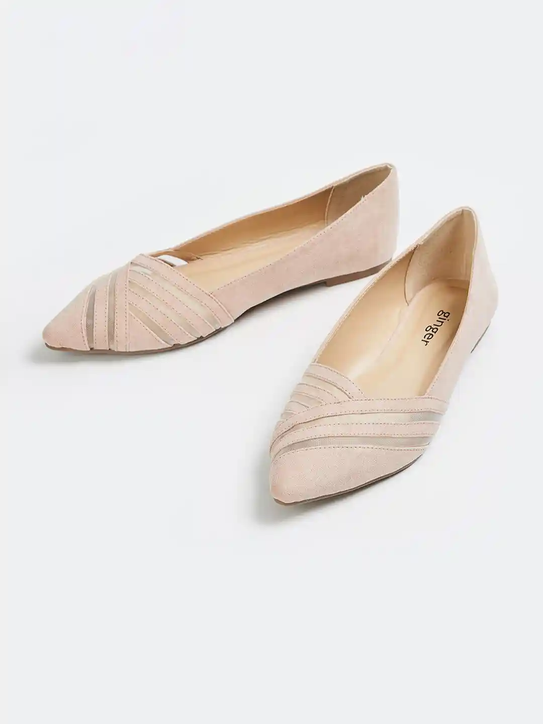 Buy Ginger by Lifestyle Women Pink Solid PU Ballerinas Flats for