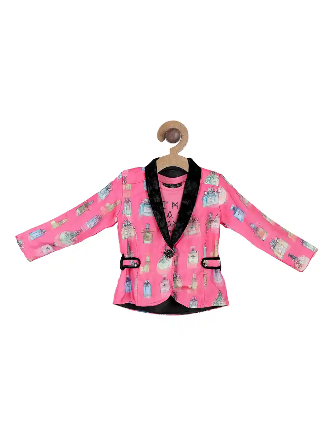 Actuel Girls Pink Black Single Breasted Party Blazer