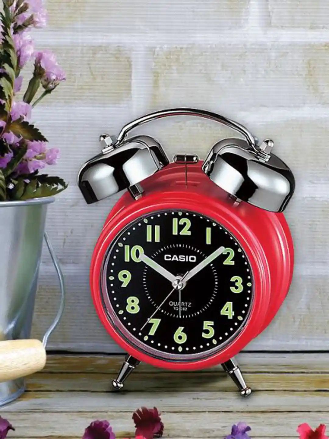 Buy CASIO Red Black Round Solid Analogue Alarm Clock Clocks