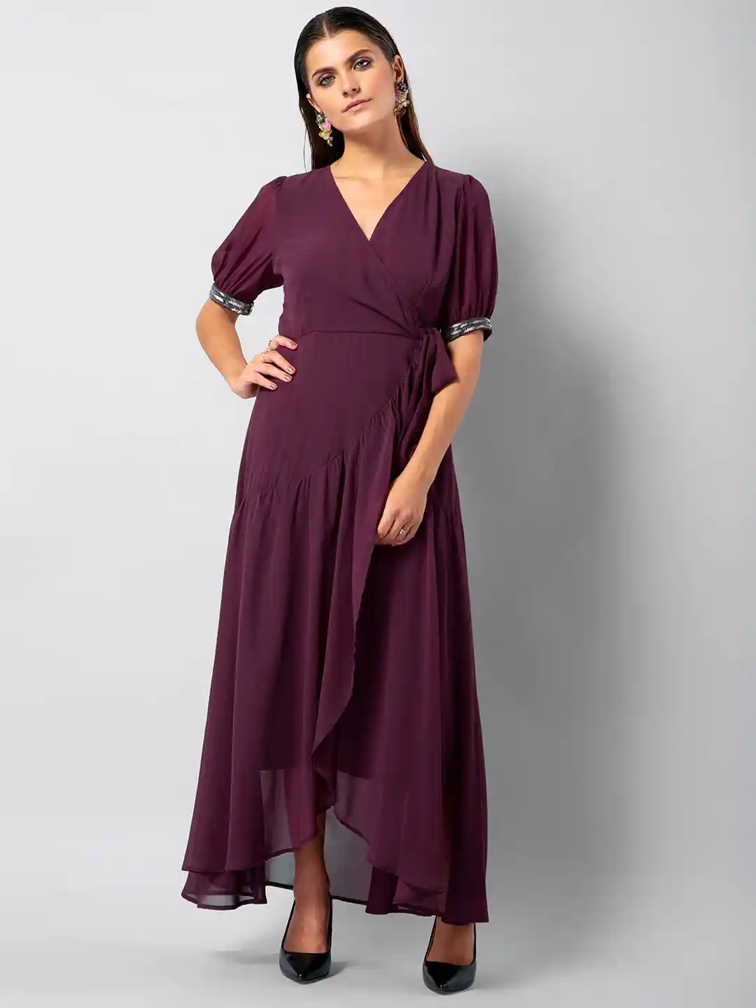 Buy FabAlley Women Purple Solid Maxi Dress Dresses for Women