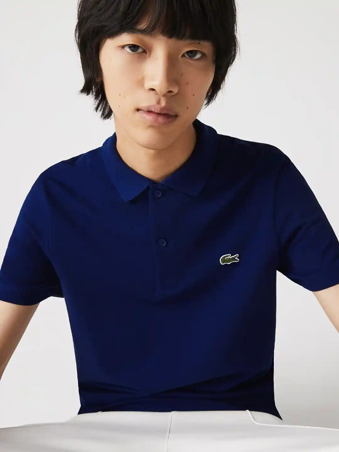 Buy Lacoste Men Navy Blue Printed Polo Collar Cotton Pure Cotton T