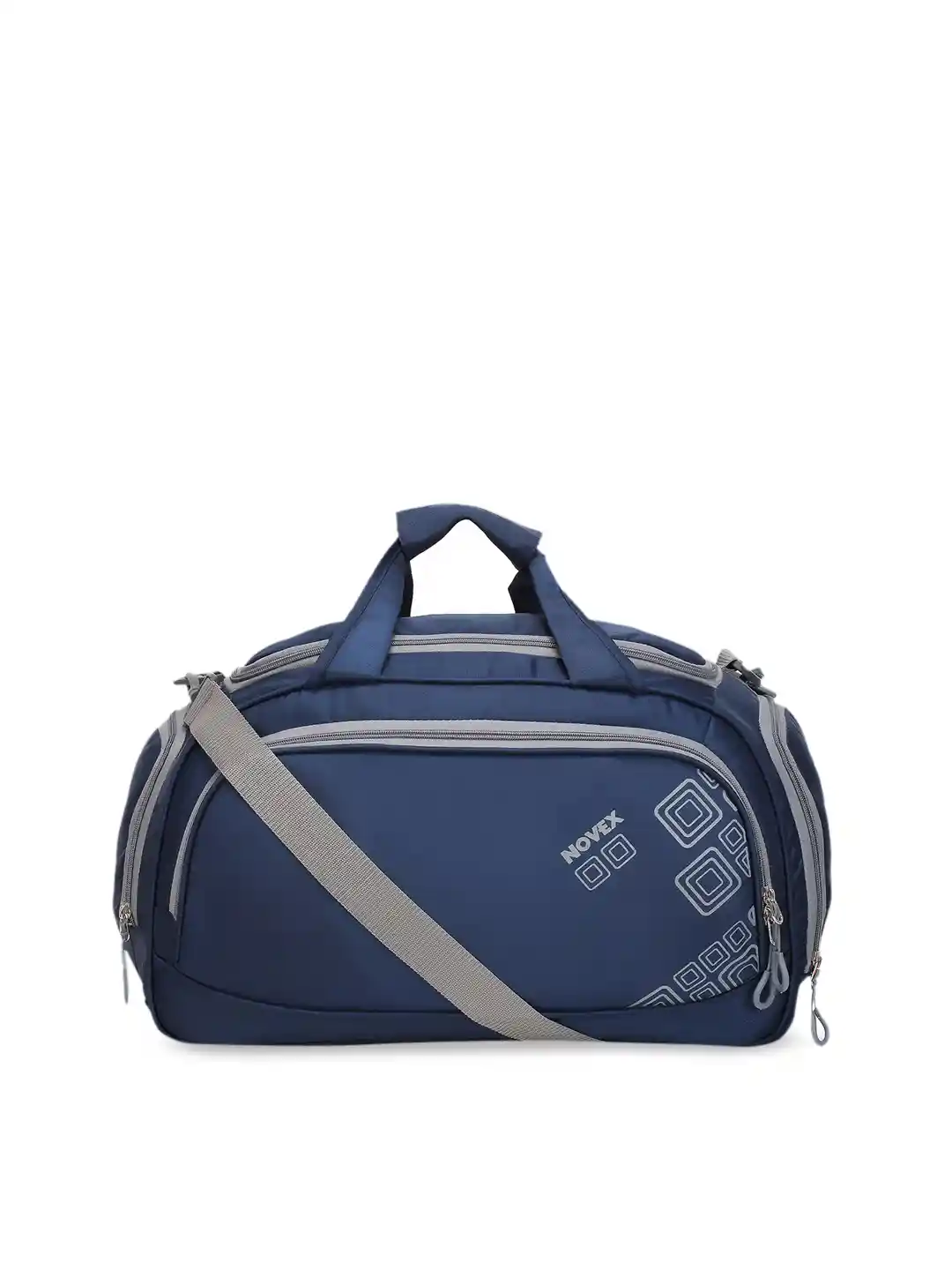 NOVEX Unisex Blue Grey Solid Medium Duffel Bag