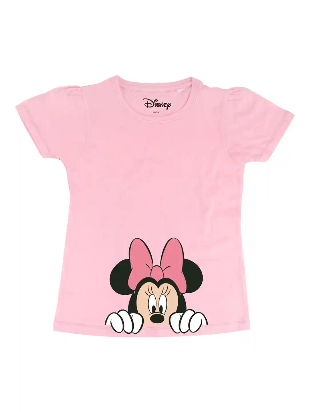 Minnie Girls Pink Minnie Mouse Printed V-Neck T-shirt