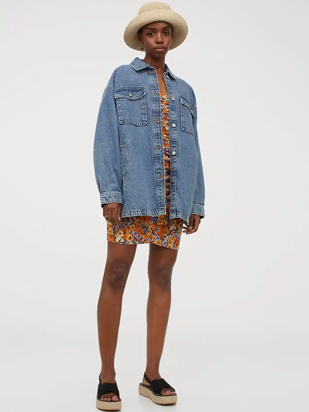 Buy H&M Women Blue Oversized Shirt Jacket Jackets for Women