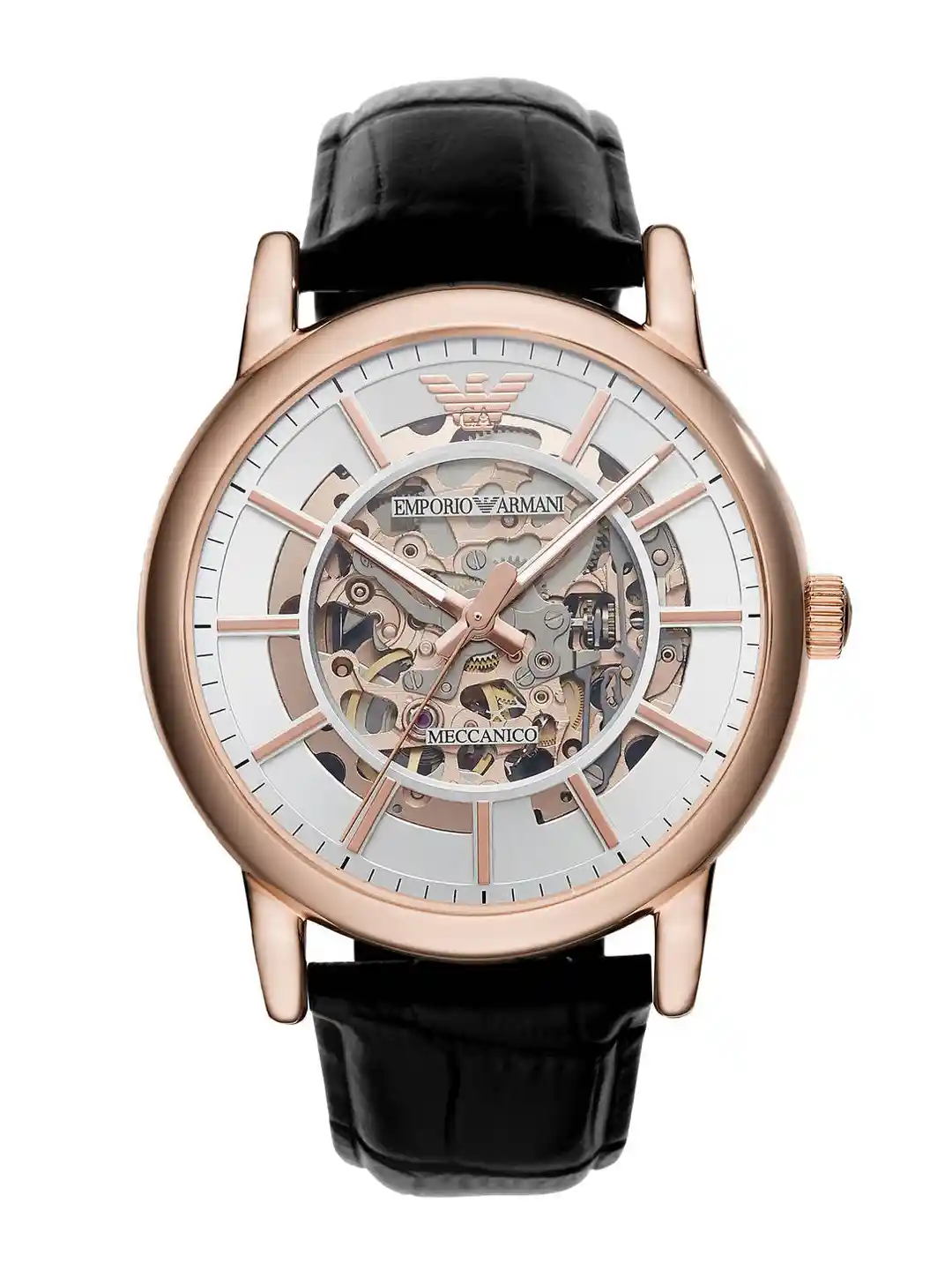 Buy Emporio Armani Luigi Men Silver-Toned Skeleton Dial Black